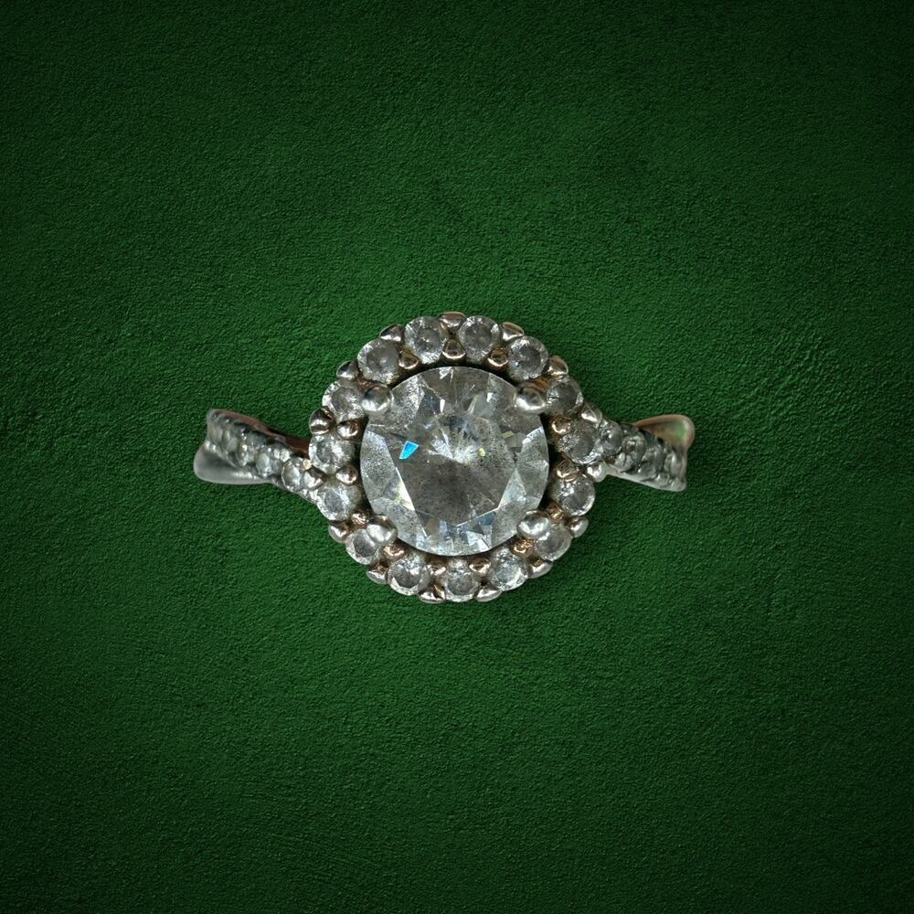 IBB CN Sterling Silver 925 Cubic Zirconia
Square Halo Ring Size 7.5